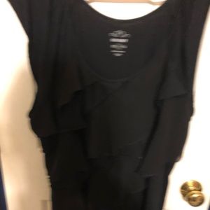 Sleeveless black ruffle top